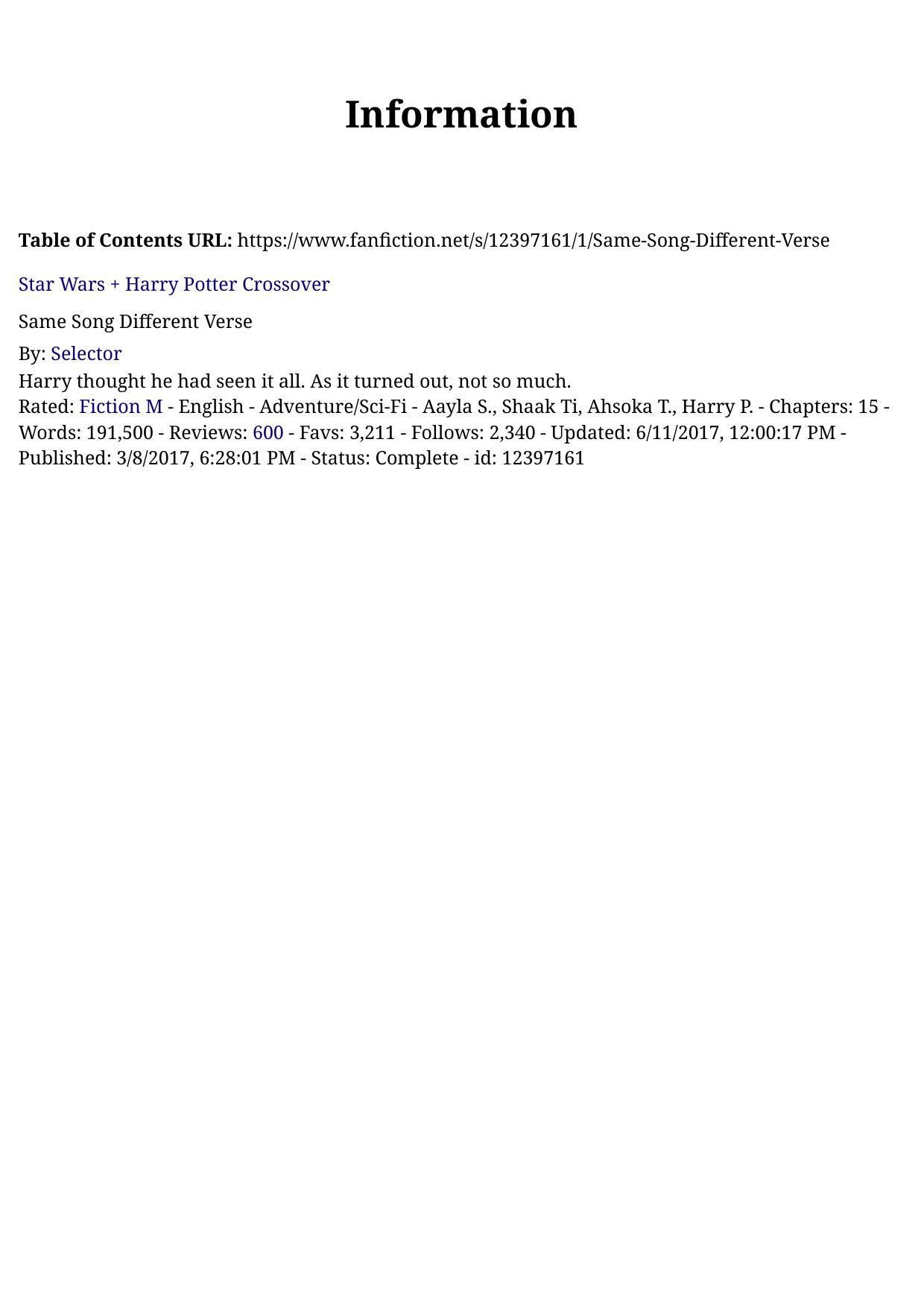 Same Song Different Verse